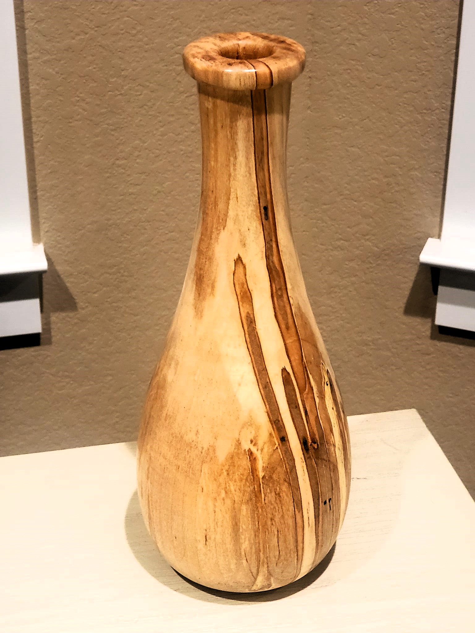 Wood Vase - Kiln dried natural color ambrosia spalted maple with 7 layers of heated crystalized polish