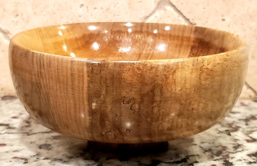 Wood Bowl - Kiln dried natural color spalted maple with 7 layers of heated crystalized polish