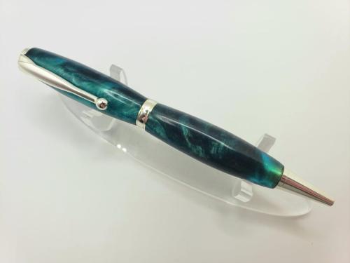Comfort Pen - Chrome with Green  Silver Spec Epoxy Resin